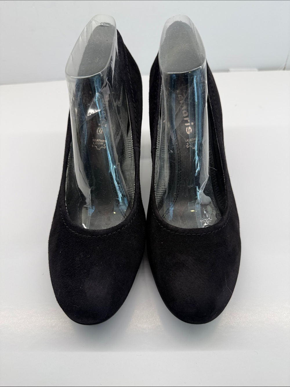 Tamaris Women's Black Suede Round-Toe Heels